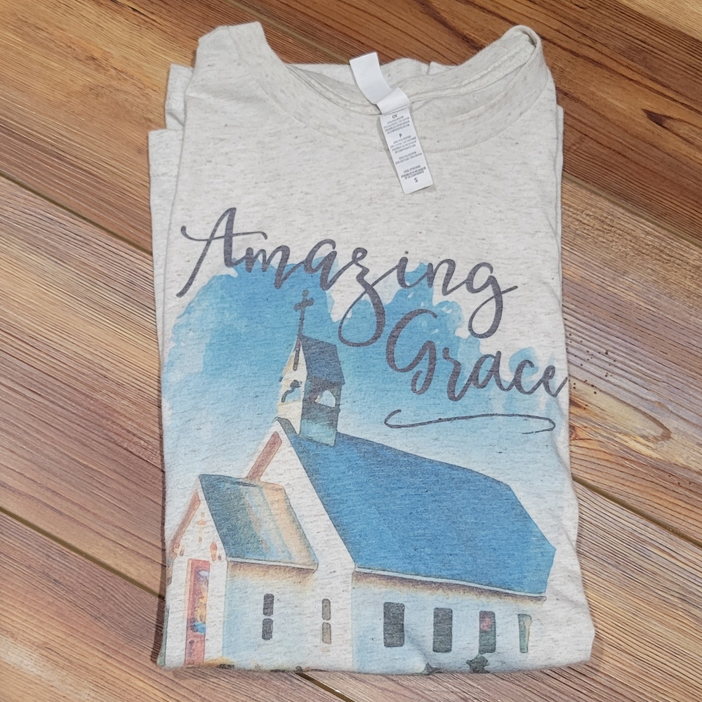 Amazing Grace Graphic T-Shirt S church religious tee shirtsleeve